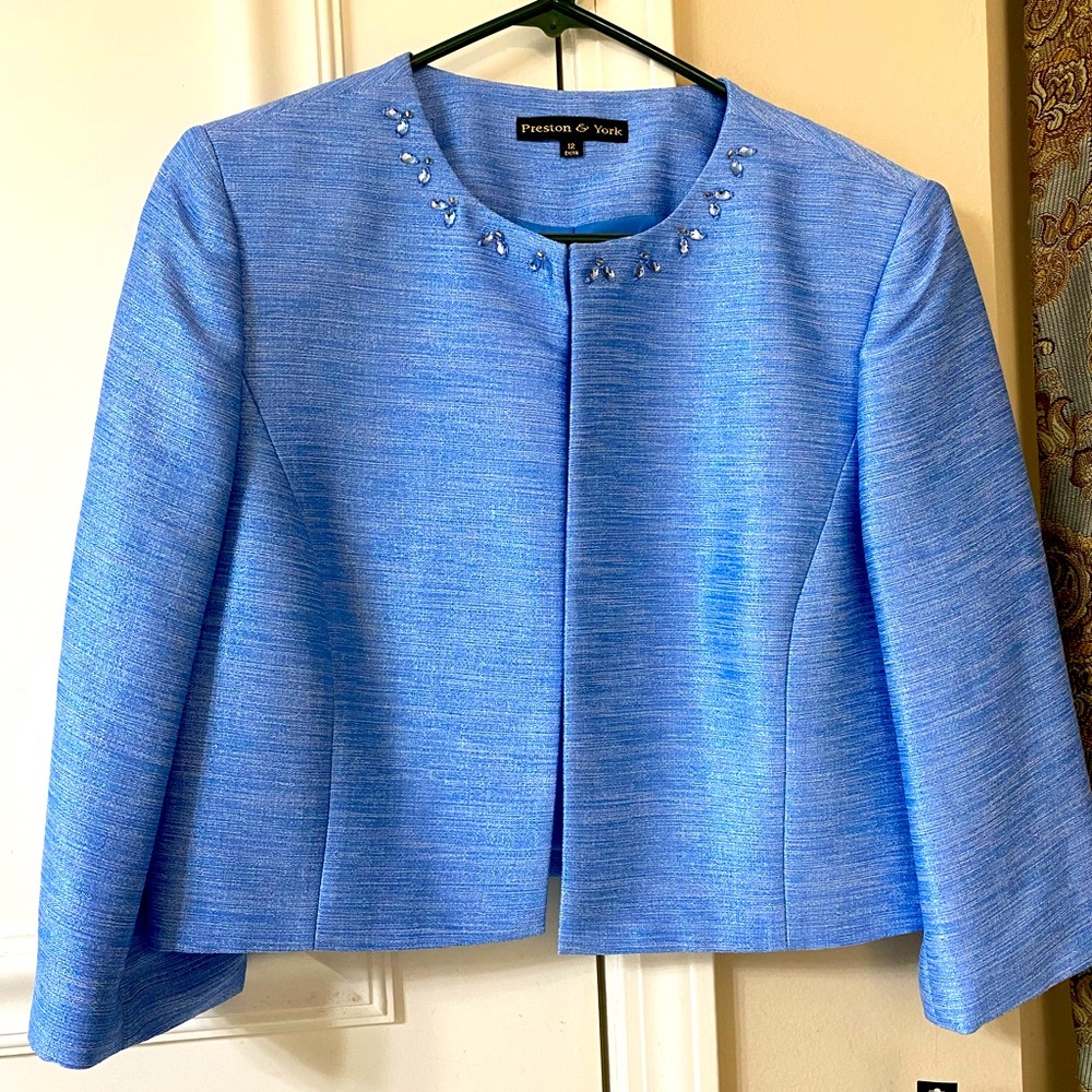 Baby blue rhinestone enhanced jacket
